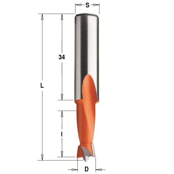 Фото 5x18x57,5 Z=2+2 S=10x34 RH Сверло присадочное глухое в интернет-магазине ToolHaus.ru