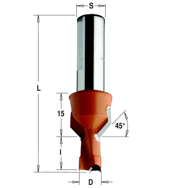 Фото 8x20x57,5 Z=2+2 S=10x20 RH Сверло глухое с зенкером в интернет-магазине ToolHaus.ru